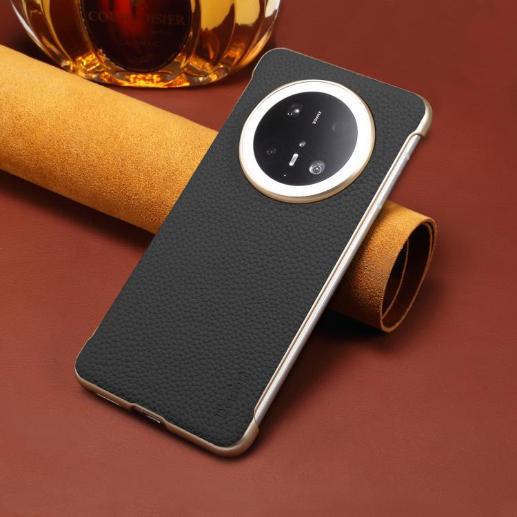 For Huawei Mate 60 Denior A20 Genuine Leather Litchi Texture MagSafe Frameless Phone Case(Black)