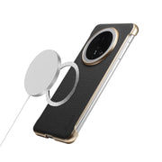 For Huawei Mate 60 Denior A20 Genuine Leather Litchi Texture MagSafe Frameless Phone Case(Black)