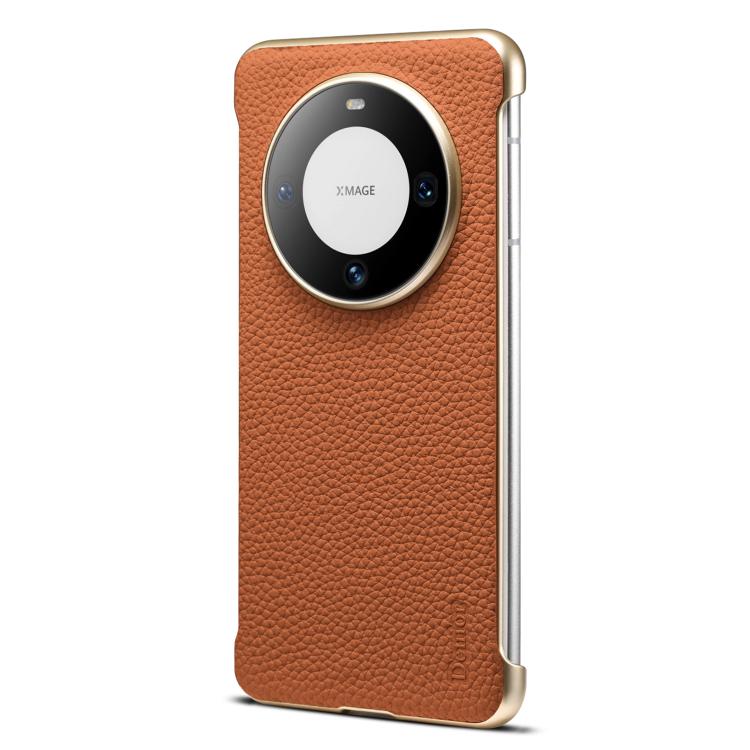 For Huawei Mate 60 Denior A20 Genuine Leather Litchi Texture MagSafe Frameless Phone Case(Brown)