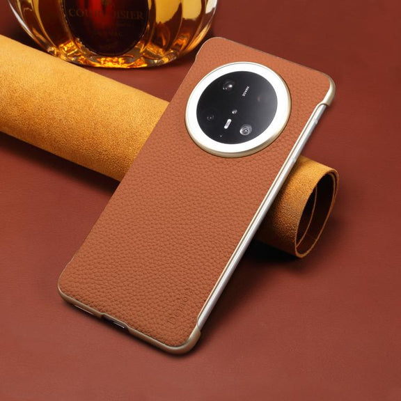 For Huawei Mate 60 Denior A20 Genuine Leather Litchi Texture MagSafe Frameless Phone Case(Brown)