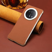 For Huawei Mate 70 Denior A20 Genuine Leather Litchi Texture MagSafe Frameless Phone Case(Brown)