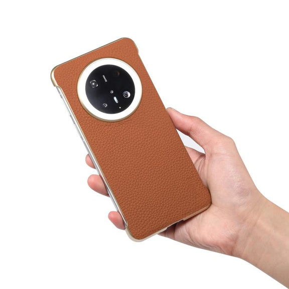 For Huawei Mate 70 Denior A20 Genuine Leather Litchi Texture MagSafe Frameless Phone Case(Brown)