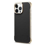 For iPhone 14 Pro Max Denior A20 Genuine Leather Litchi Texture MagSafe Frameless Phone Case(Black)