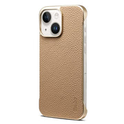 For iPhone 15 Denior A20 Genuine Leather Litchi Texture MagSafe Frameless Phone Case(Khaki)