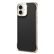 For iPhone 16 Denior A20 Genuine Leather Litchi Texture MagSafe Frameless Phone Case(Black)