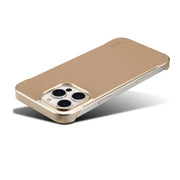 For iPhone 16 Denior A20 Genuine Leather Litchi Texture MagSafe Frameless Phone Case(Khaki)