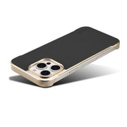 For iPhone 16 Plus Denior A20 Genuine Leather Litchi Texture MagSafe Frameless Phone Case(Black)