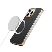 For iPhone 16 Plus Denior A20 Genuine Leather Litchi Texture MagSafe Frameless Phone Case(Black)