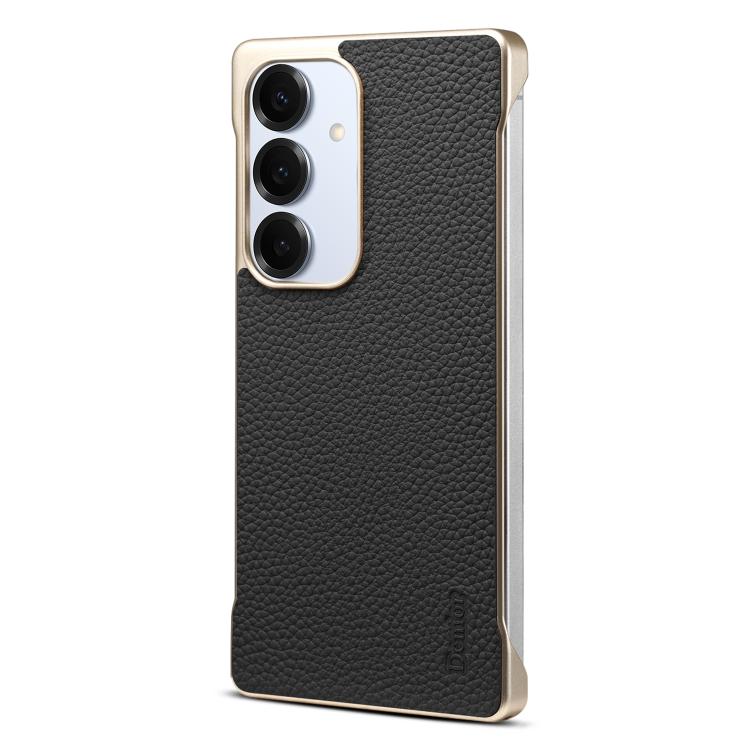 For Samsung Galaxy S25 5G Denior A20 Genuine Leather Litchi Texture MagSafe Frameless Phone Case(Black)
