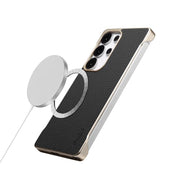 For Samsung Galaxy S25 5G Denior A20 Genuine Leather Litchi Texture MagSafe Frameless Phone Case(Black)