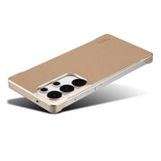 For Samsung Galaxy S25+ 5G Denior A20 Genuine Leather Litchi Texture MagSafe Frameless Phone Case(Khaki)