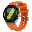 For Samsung Galaxy Watch 7 / 6 / 5 / 4 Silver Pin Buckle Leather Silicone Watch Band(Orange) - free shipping - PMC TechLife - Order now!