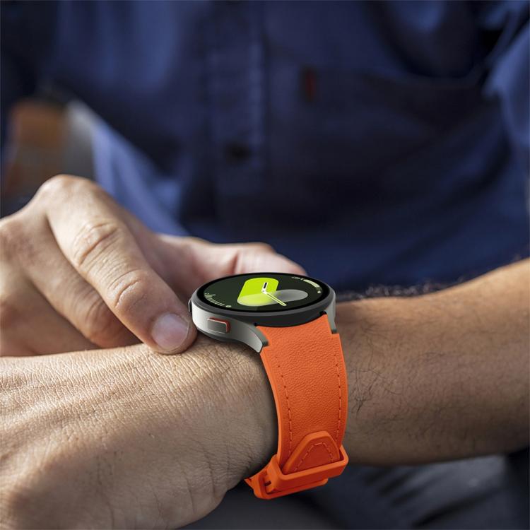 For Samsung Galaxy Watch 7 / 6 / 5 / 4 Silver Pin Buckle Leather Silicone Watch Band(Orange)