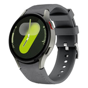 For Samsung Galaxy Watch 7 / 6 / 5 / 4 Silver Pin Buckle Leather Silicone Watch Band(Dark Grey)