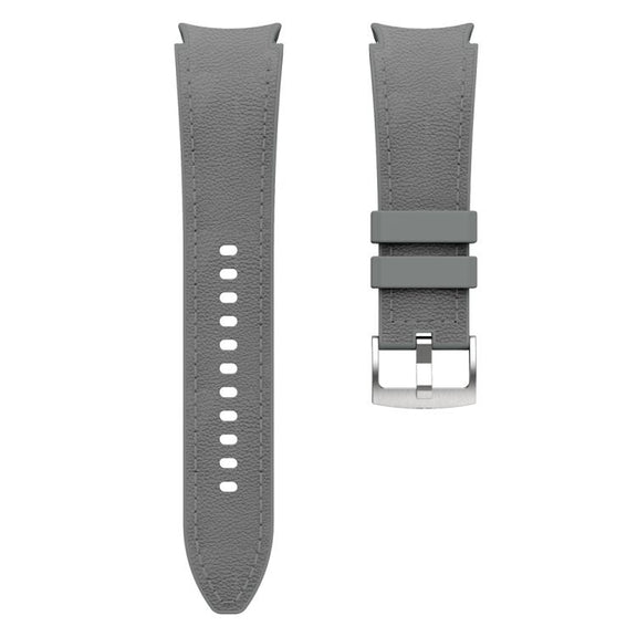 For Samsung Galaxy Watch 7 / 6 / 5 / 4 Silver Pin Buckle Leather Silicone Watch Band(Dark Grey)