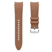 For Samsung Galaxy Watch 7 / 6 / 5 / 4 Silver Pin Buckle Leather Silicone Watch Band(Dark Brown)