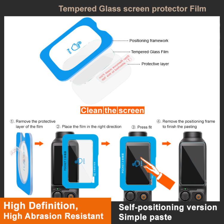 For DJI Osmo Action 5 Pro imak Tempered Glass Film with Camera Lens Film, Self-positioning Version