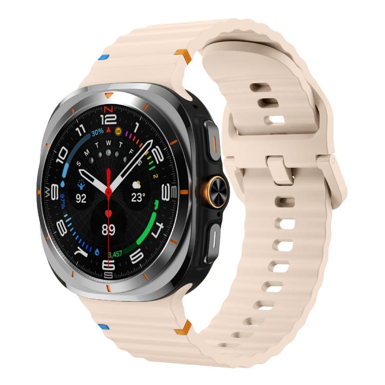 For Samsung Galaxy Watch Ultra 47mm / Ultra 2025 Kalebol Wave-stitched Silicone Strap(Pink)