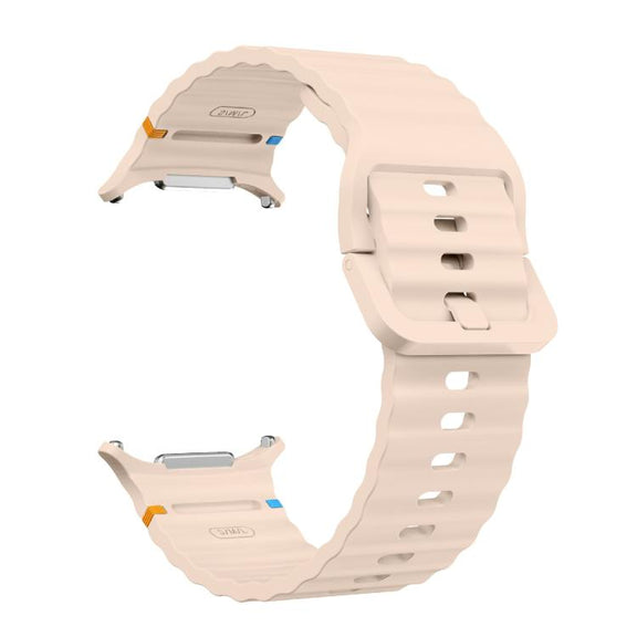 For Samsung Galaxy Watch Ultra 47mm / Ultra 2025 Kalebol Wave-stitched Silicone Strap(Pink)