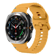 For Samsung Galaxy Watch Ultra 47mm / Ultra 2025 Kalebol Wave-stitched Silicone Strap(Yellow)