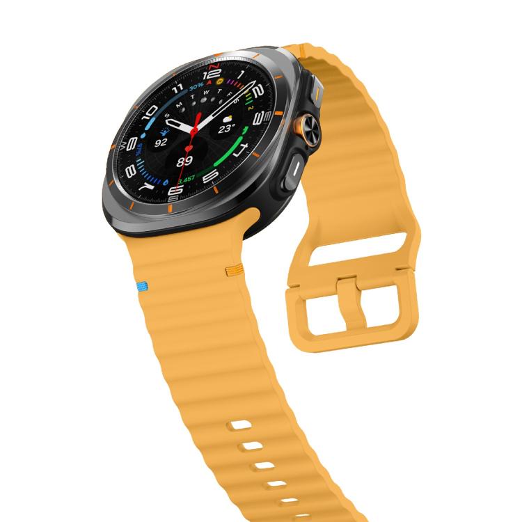 For Samsung Galaxy Watch Ultra 47mm / Ultra 2025 Kalebol Wave-stitched Silicone Strap(Yellow)