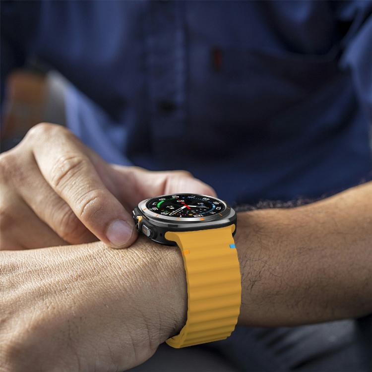 For Samsung Galaxy Watch Ultra 47mm / Ultra 2025 Kalebol Wave-stitched Silicone Strap(Yellow)