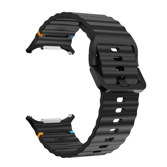 For Samsung Galaxy Watch Ultra 47mm / Ultra 2025 Kalebol Wave-stitched Silicone Strap(Black)