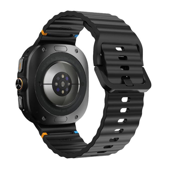 For Samsung Galaxy Watch Ultra 47mm / Ultra 2025 Kalebol Wave-stitched Silicone Strap(Black)