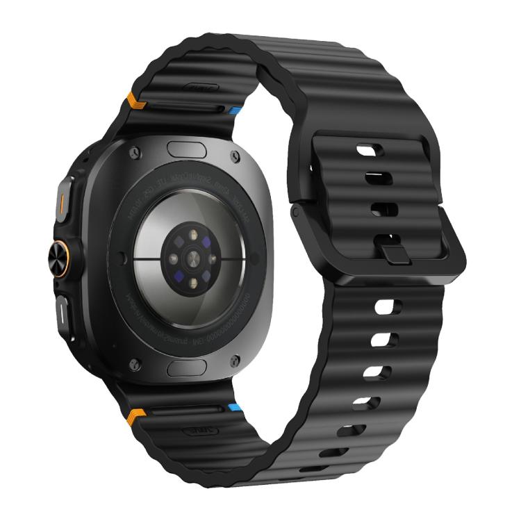 For Samsung Galaxy Watch Ultra 47mm / Ultra 2025 Kalebol Wave-stitched Silicone Strap(Black)