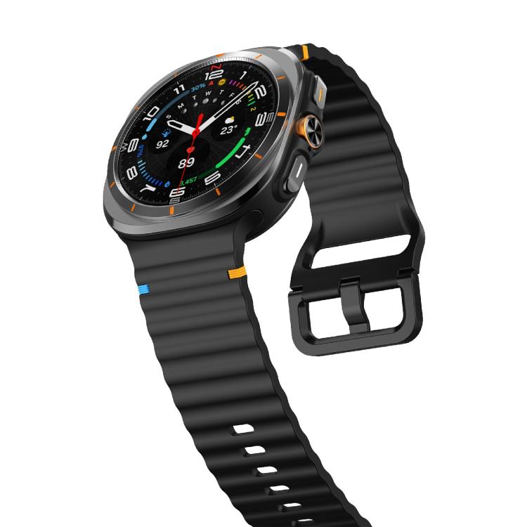 For Samsung Galaxy Watch Ultra 47mm / Ultra 2025 Kalebol Wave-stitched Silicone Strap(Black)