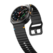 For Samsung Galaxy Watch Ultra 47mm / Ultra 2025 Kalebol Wave-stitched Silicone Strap(Black)