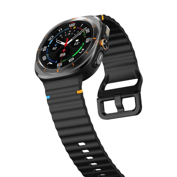 For Samsung Galaxy Watch Ultra 47mm / Ultra 2025 Kalebol Wave-stitched Silicone Strap(Black)