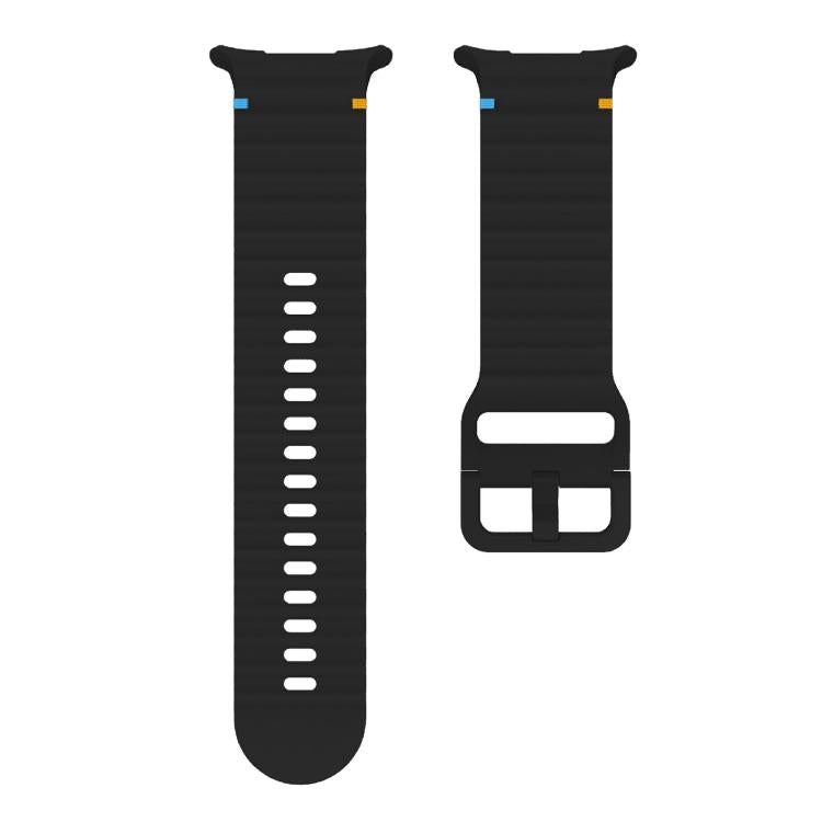 For Samsung Galaxy Watch Ultra 47mm / Ultra 2025 Kalebol Wave-stitched Silicone Strap(Black)