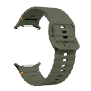 For Samsung Galaxy Watch Ultra 47mm / Ultra 2025 Kalebol Wave-stitched Silicone Strap(Army Green)