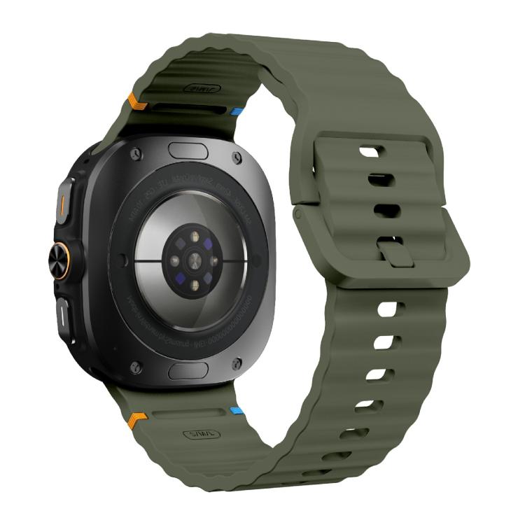 For Samsung Galaxy Watch Ultra 47mm / Ultra 2025 Kalebol Wave-stitched Silicone Strap(Army Green)