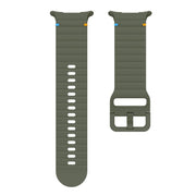 For Samsung Galaxy Watch Ultra 47mm / Ultra 2025 Kalebol Wave-stitched Silicone Strap(Army Green)