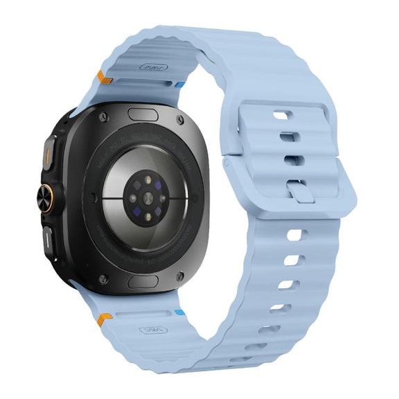 For Samsung Galaxy Watch Ultra 47mm / Ultra 2025 Kalebol Wave-stitched Silicone Strap(Light Blue)