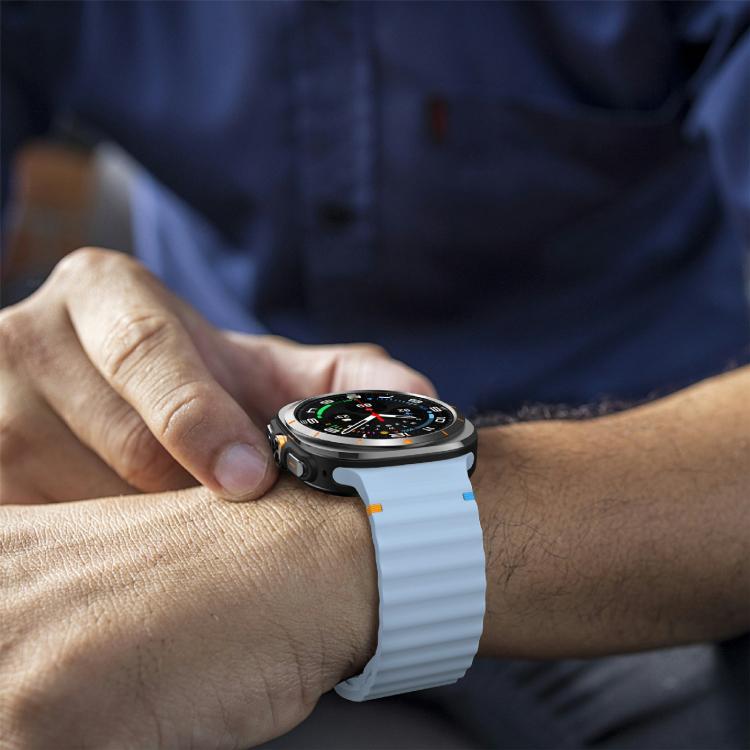 For Samsung Galaxy Watch Ultra 47mm / Ultra 2025 Kalebol Wave-stitched Silicone Strap(Light Blue)