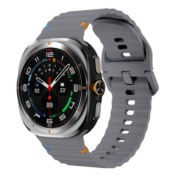 For Samsung Galaxy Watch Ultra 47mm / Ultra 2025 Kalebol Wave-stitched Silicone Strap(Space Grey)