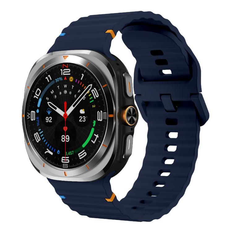 For Samsung Galaxy Watch Ultra 47mm / Ultra 2025 Kalebol Wave-stitched Silicone Strap(Midnight Blue)