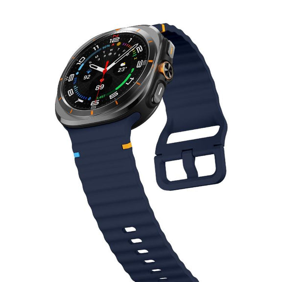 For Samsung Galaxy Watch Ultra 47mm / Ultra 2025 Kalebol Wave-stitched Silicone Strap(Midnight Blue)