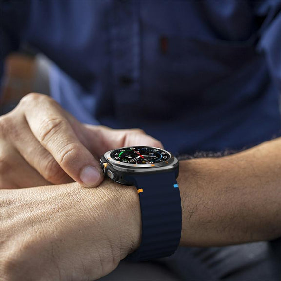 For Samsung Galaxy Watch Ultra 47mm / Ultra 2025 Kalebol Wave-stitched Silicone Strap(Midnight Blue)
