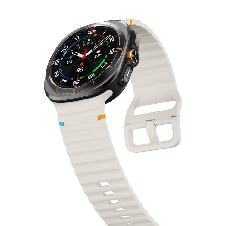 For Samsung Galaxy Watch Ultra 47mm / Ultra 2025 Kalebol Wave-stitched Silicone Strap(Starlight)