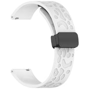 18mm Kalebol Universal Leopard Print Magnetic Folding Buckle Silicone Strap(White)
