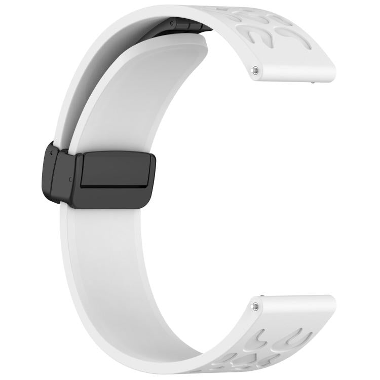 18mm Kalebol Universal Leopard Print Magnetic Folding Buckle Silicone Strap(White)