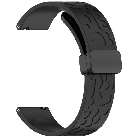 18mm Kalebol Universal Leopard Print Magnetic Folding Buckle Silicone Strap(Black)