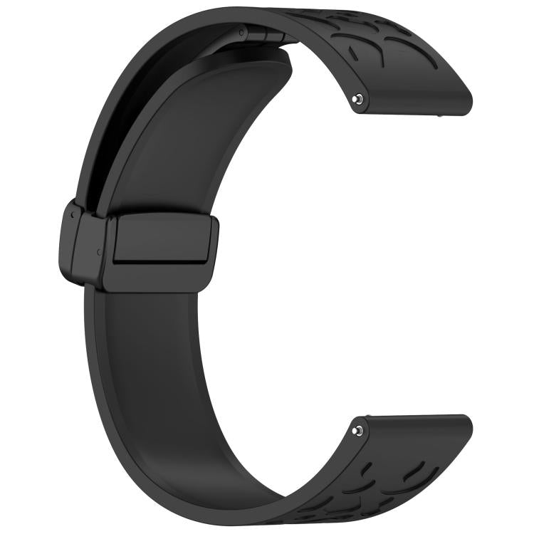18mm Kalebol Universal Leopard Print Magnetic Folding Buckle Silicone Strap(Black)
