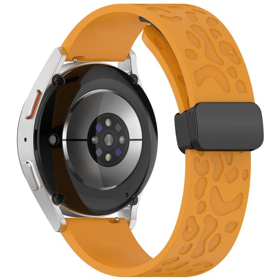18mm Kalebol Universal Leopard Print Magnetic Folding Buckle Silicone Strap(Yellow)