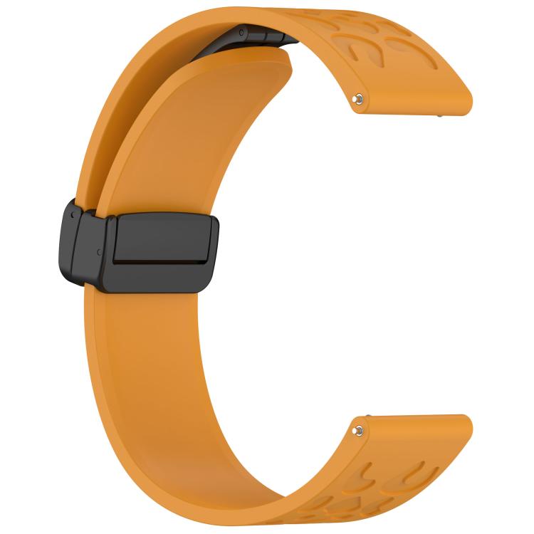 18mm Kalebol Universal Leopard Print Magnetic Folding Buckle Silicone Strap(Yellow)