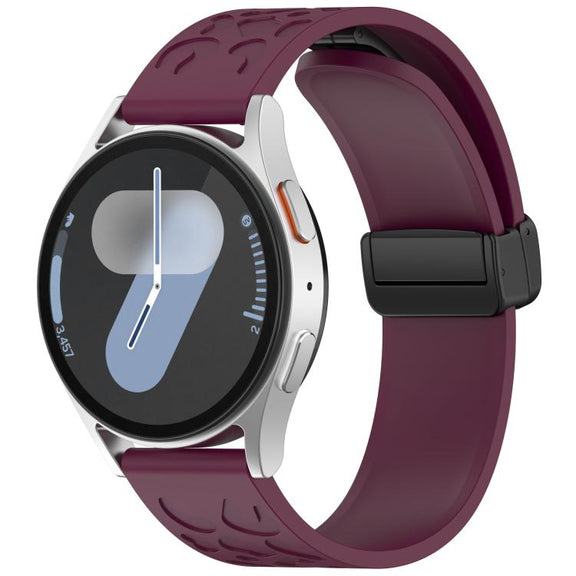 18mm Kalebol Universal Leopard Print Magnetic Folding Buckle Silicone Strap(Wine Red)
